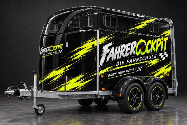 Zweiachsiger Schulungsanhänger im FahrerCockpit-Design für die Klassen B96 und BE